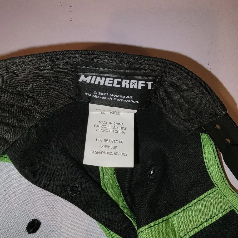 Minecraft Creeper  Baseball Cap Hat YOUTH Size OSFM Black Green